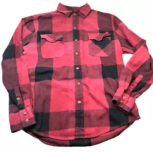 Arizona Jean Co Buffalo Check Flannel Long Sleeve Shirt Mens M Red Black Cotton - Picture 1 of 7