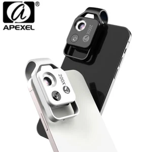Microscopio de teléfono APEXEL lente/luz LED 200X clip universal de teléfono de bolsillo - Imagen 1 de 16