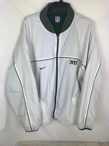 Vintage Nike New York Jets Football Reversible Jacket Men's Size XL White Green Cover