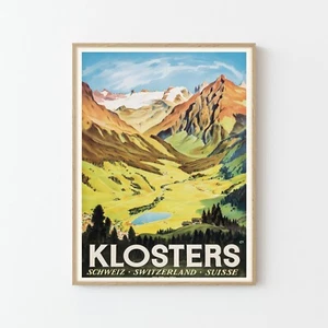 Klosters Switzerland Vintage Travel Poster Art Print | Home Decor - Picture 1 of 6