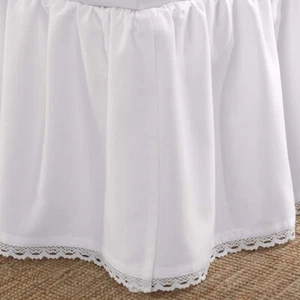 Luxury Ruffled Bed Skirt Valance with Platform Split Corners Bedspread Cover - Picture 1 of 13