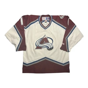 CCM Colorado Avalanche AEBISCHER #1 NHL Hockey Jersey Adulto L Bianco Canada Cucito - Foto 1 di 3