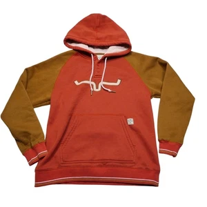 Kimes Ranch Hoodie Mens Large Orange Brown Henley Raglan Western Pullover Logo - Picture 1 of 8
