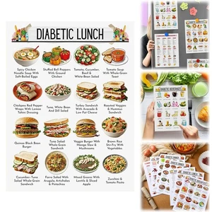 12 Pcs Diabetes Food List Diabetes Meal Chart Information Diet Plan, Low Carb  - Picture 1 of 10