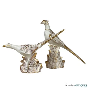 Mid-Century Hollywood Regency Ceramic Pheasant Bird Sculpture - A Pair - Picture 1 of 10
