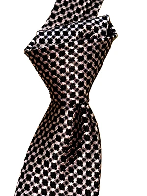 $250 NUEVO SIN ETIQUETAS TOM FORD Negro y Rosa Vinculado Geometría 3.6" Seda Lino Cuello Corbata ITALIA Foto 1 de 4