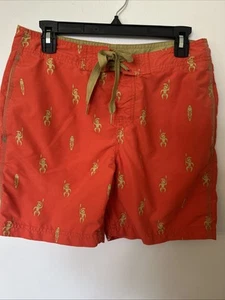 Reyn Spooner Swim Trunks Men’s 30 Pockets Drawstring Orange Tiki Warriors Print - Picture 1 of 5