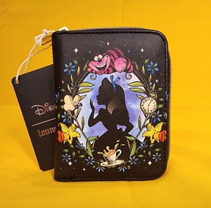 Loungefly Disney Alice In Wonderland Cameo Cheshire Cat Wildflower Zip Wallet - Picture 1 of 12