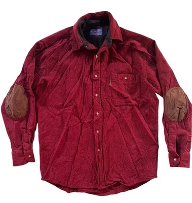 Pendleton Flannel Burgundy Long Sleeve W/Elbow Patches Size Medium - Image 1 of 4