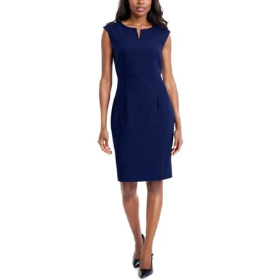 Kasper Sheath Dress Womens 14 Navy Blue Sleeveless Career Party Cocktail Casual - Image 1 of 4