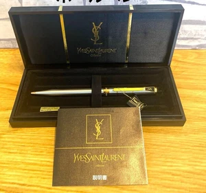 [Exc+5 wz/Box&Manual] Yves Saint Laurent Silver/Gold Knock type Ballpoint Pen - Picture 1 of 8