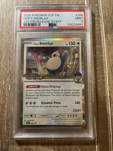 PSA 9 Hop's Snorlax Jtg Prerelease-Staff 184 2025 Pokemon SVP Promo 114456218 - Bild 1 von 2