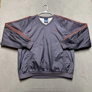 Vintage Adidas Team Jacke Herren XL blau V-Ausschnitt Windbreaker Trikot gefüttert 3 Streifen - Bild 1 von 13