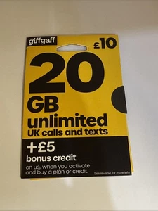 Giffgaff Mobile GPS Carte SIM 3 en 1 Nano Micro Standard GRATUIT 5 £ PAYG - Seulement 20p - Photo 1 sur 1