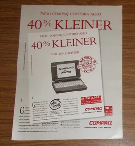 Seltene Werbung COMPAQ CONTURA AERO i486-SX Laptop Portable Computer #2 1994 - Picture 1 of 1