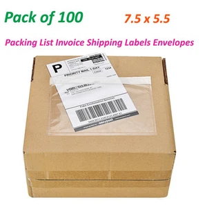 100 7,5 x 5,5 transparente Packliste Rechnung Versandetiketten Umschläge selbstklebend - Bild 1 von 4