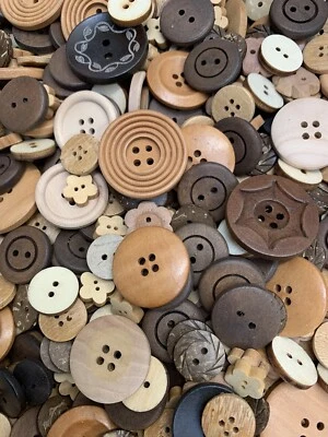 Brown Wooden Buttons Mixed Sizes Assorted Wood Craft Knit Crochet Supply 40 pcs - Image 1 of 4