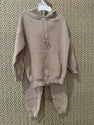 Mayoral Girl's Size 6 Outfit Knit LS Hoodie & Pants Gold Flecks on Camel Color - Image 1 of 4