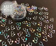 STETHOSCOPE DOCTOR NHS Nail Art Glitter Holographic 3D Manicure Decoration UK
