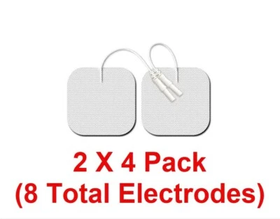 Bio-Protech TENS, EMS Cloth Electrodes 48mm White Square Wired 4848- Two 4 Packs - Image 1 of 3