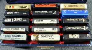 15 8-Track Tapes in a vintage 8-track case - Beatles, George Harrison and more! - Picture 1 of 21