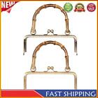 Metal Purse Frame Bamboo Handle Kiss Clasp Coin Bag Accessories DIY Craft 2 Pack