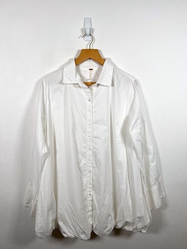 OFF WHITE Free People camicia abito piccolo bianco sporco bottoni palloncino manica lunga prezzo consigliato £ 118 A