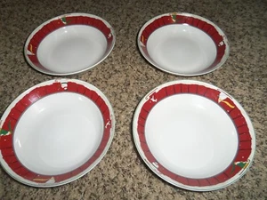 Sakura Winter Journey Soup / Cereal Bowls 7 1/2" Diameter Set of 4 EC - Picture 1 of 3