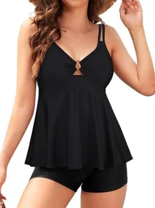 Swimsuit for Women Tummy Control Modest Tankini Top with Boyshort Size M - Picture 1 of 6