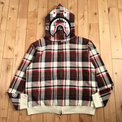 NFS limited BAPE check shark full zip hoodie A Bathing Ape Size M - Image 1 of 4