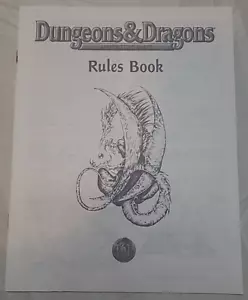 Libro de reglas de Dungeons And Dragons inserto en blanco y negro para TSR 11450 - Imagen 1 de 8