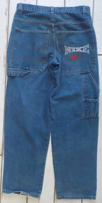 Pantalones de mezclilla Nike de colección 30x32 (32x32) holgados sueltos estilo JNCO cosidos Swoosh para hombre EE. UU. Foto 1 de 4