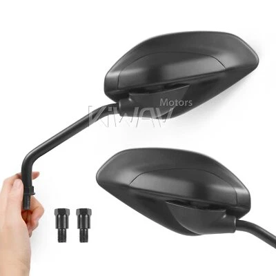 Par de espejos retrovisores negros ajustables 10mm 1.25p para moto ATV Foto 1 de 4