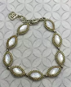 Kendra Scott Jana Bracelet In Ivory mother of Pearl Gold Tone Used - Picture 1 of 15