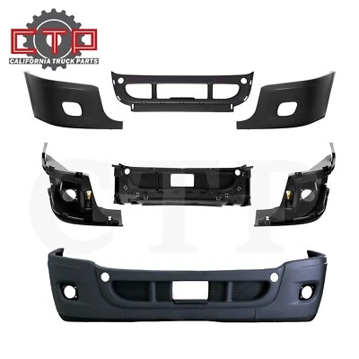 Freightliner Cascadia 2008-2017 Complete Front Bumper with Fog Light Hole Black - Image 1 of 4