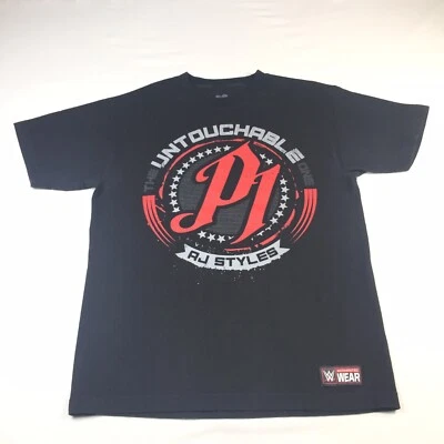 WWE Authentic Mens AJ Styles Untouchable Black & Red Graphic T-Shirt Medium EUC - Image 1 of 4