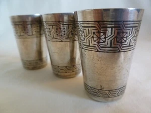 3er SET VINTAGE RUSSIAN 875 VERGOLDET NIELLO SILBER SCHUSSGLAS - 91,8 Gramm - Bild 1 von 10