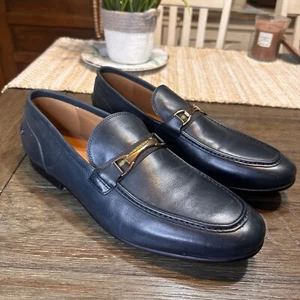 Saks Fifth Avenue Firenze Leder Halbschuhe elegante Schuhe Goldakzent marineblau 13M - Bild 1 von 11