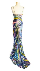 Silk Bohemian Dress formal Gown Blue purple pink 6 8 10 12 gray black tie dyed - Picture 1 of 5