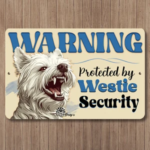Westie Warning Hund Sicherheit Metall Blech Wandkunst Außen Hof Zaun geschützt - Bild 1 von 6