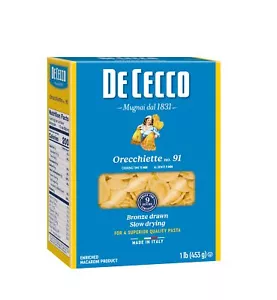 De Cecco Orecchiette No. 91 Pasta 16 Oz. Box - Picture 1 of 8