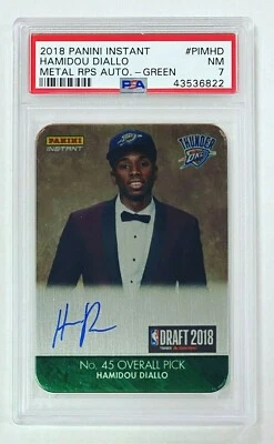 2018-19 Panini Instant Hamidou Diallo Draft Metal RPS Auto Green /10 PSA 7 - Image 1 of 2