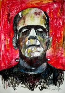 FRANKENSTEIN BORIS KARLOFF ! HORROR ! MARCELO NEIRA ART PRINT HAND SIGNED #4/25 - Picture 1 of 1
