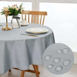 DWCN Round Tablecloth Wipe Clean , Outdoor Table Cloth Silver Grey , new but no - Picture 1 of 1