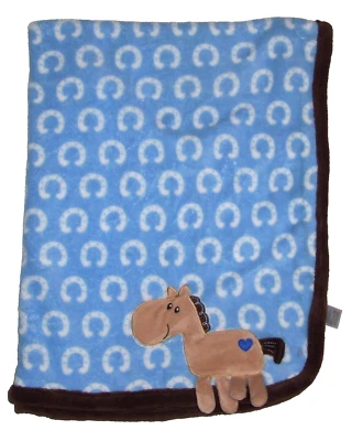 JCV Group Azul Caballo Zapato Herradura Bebé Manta Corazón Marrón Borde Seguridad 30x40 Foto 1 de 2
