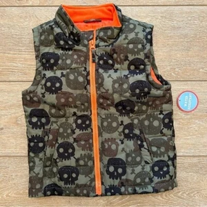 Wonder Kids Green Camo Skull Puffer Vest Toddler Boys 3T Water Resistant NEW - Picture 1 of 7