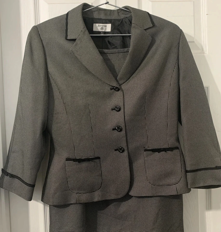 Traje Falda Stresa 2 Piezas Manga Larga Rayas Talla 8 Foto 1 de 4