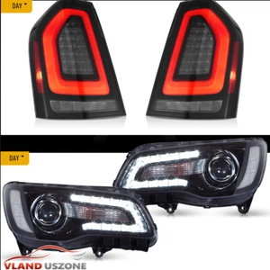 Lighting upgrade For 2011-2014 Chrysler 300 LED Headlights+Smoked Tail Lights 4X - Picture 1 of 18