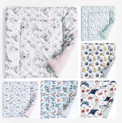 BABEES Wickelauflage Wickelunterlage Baby 75x75 cm 100% Baumwolle zweiseitig