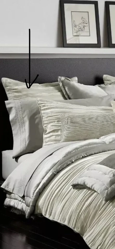 Donna Karan Home Tidal (1) Euro Sham, серебристый - новый - Изображение 1 из 3